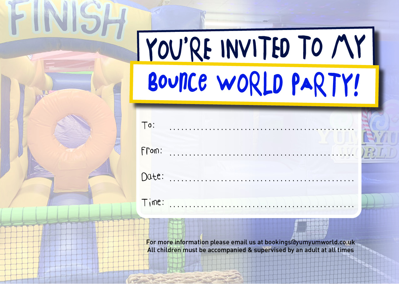 Bounce World Kids Party Invite Download